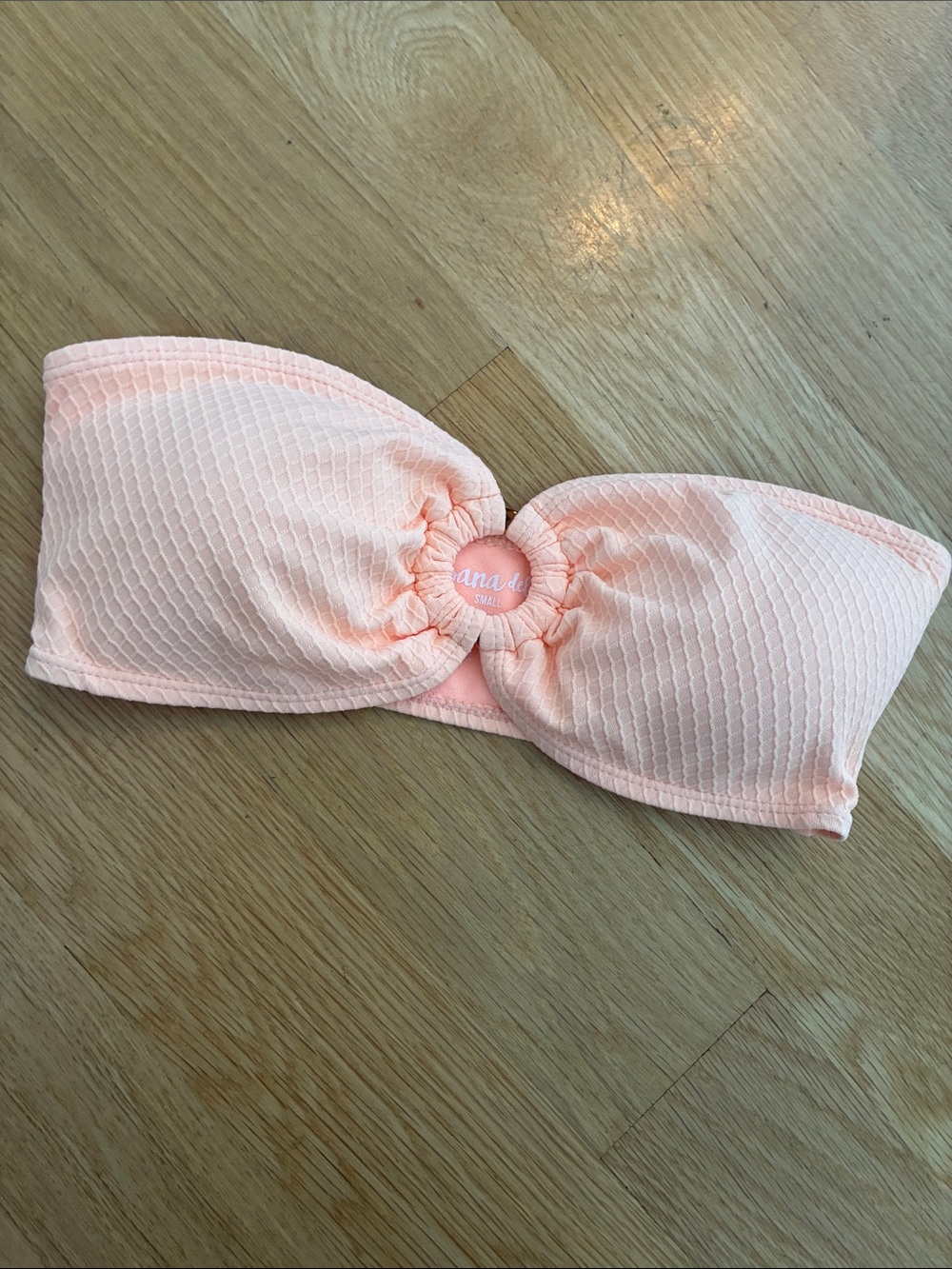 Strapless Textured Bandeau Bikini Top - Peach